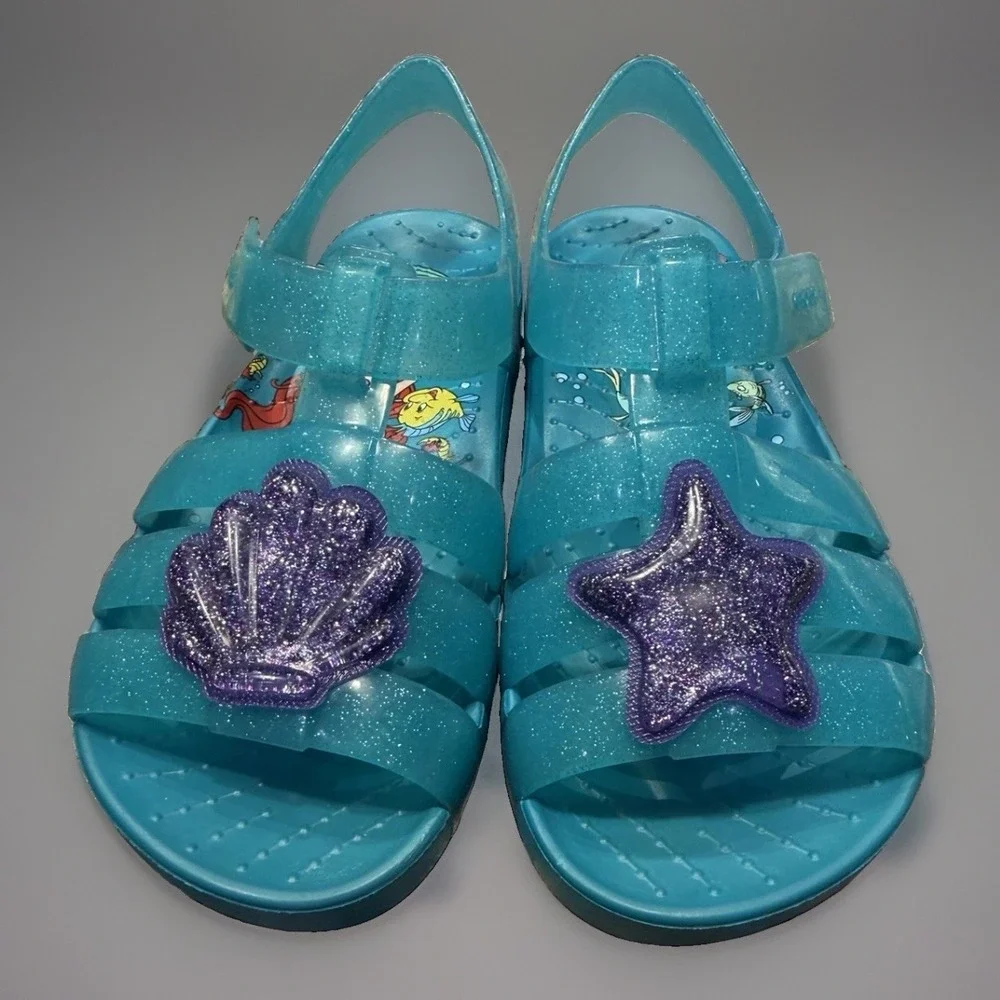 Crocs Kids Disney Princess Ariel Isabella Jelly Sandals Glitter EUC C 12